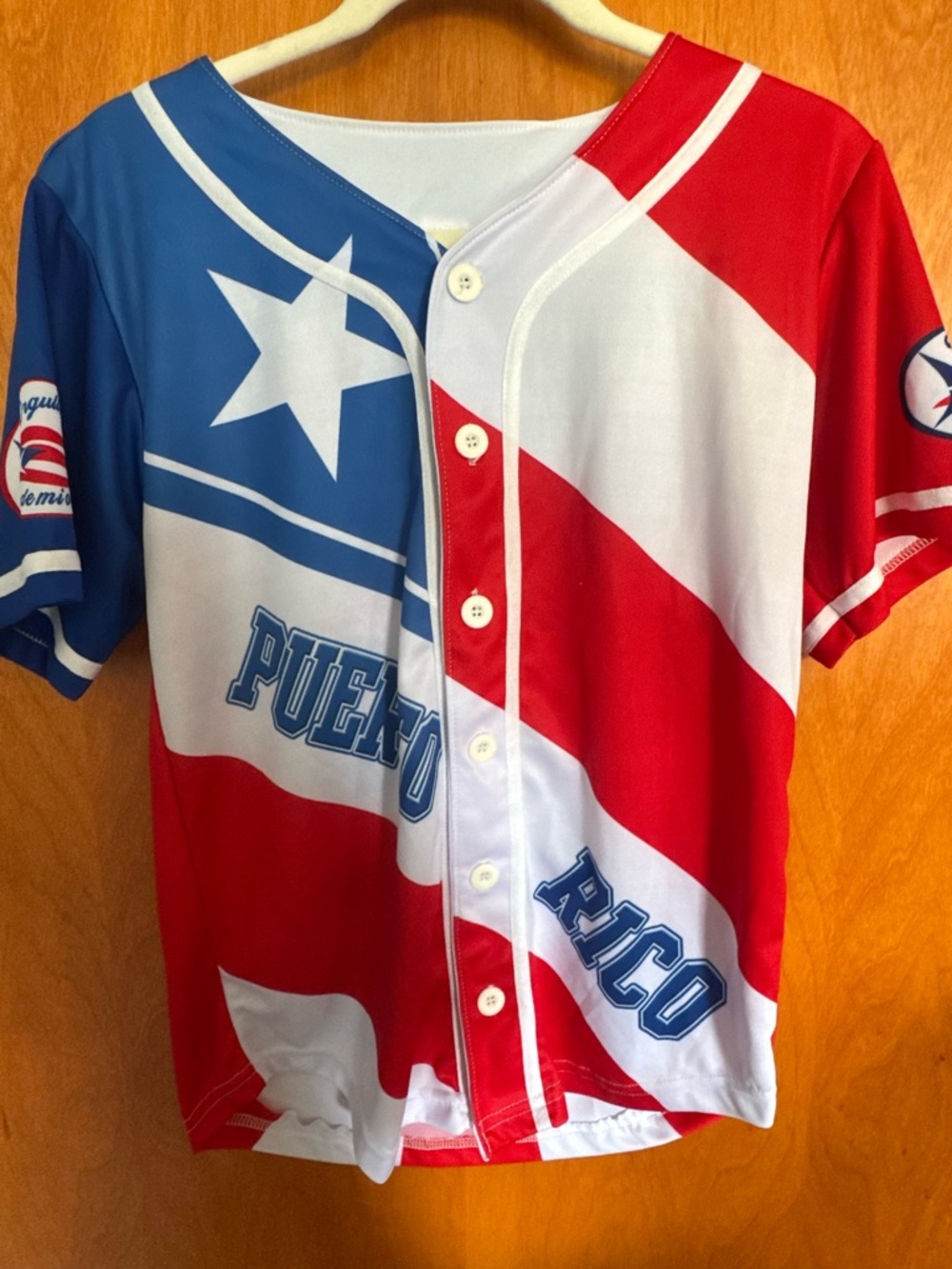 Puerto Rico Flag Baseball Jersey - Red, White & Blue